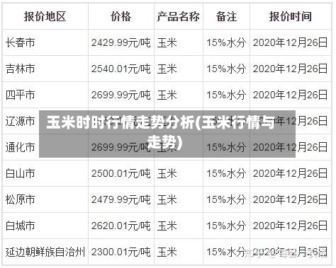 玉米时时行情走势分析(玉米行情与走势)