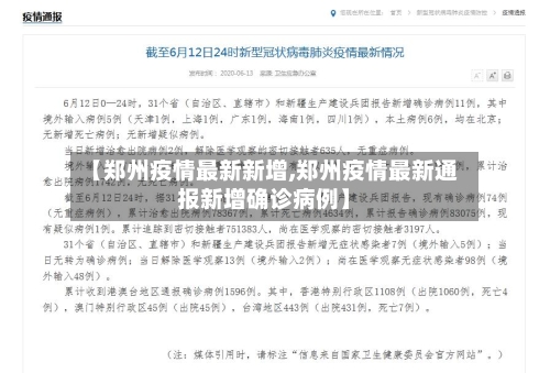 【郑州疫情最新新增,郑州疫情最新通报新增确诊病例】
