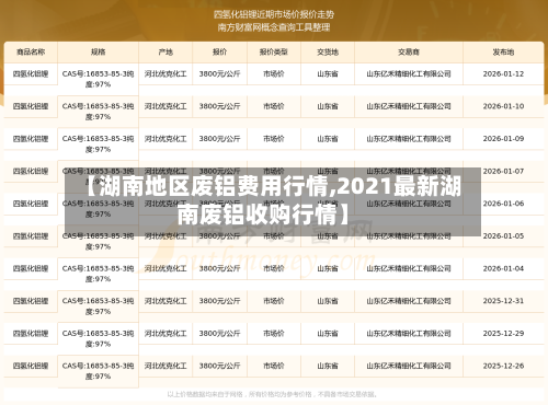 【湖南地区废铝费用行情,2021最新湖南废铝收购行情】
