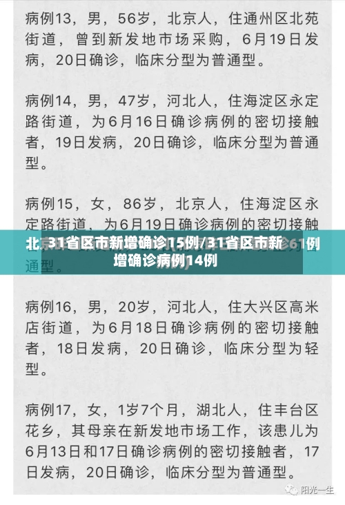 31省区市新增确诊15例/31省区市新增确诊病例14例