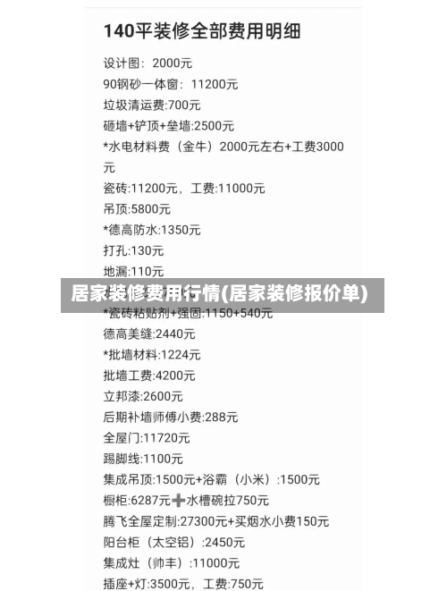 居家装修费用行情(居家装修报价单)