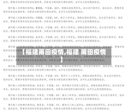 【福建莆田疫情,福建 莆田疫情】-第3张图片