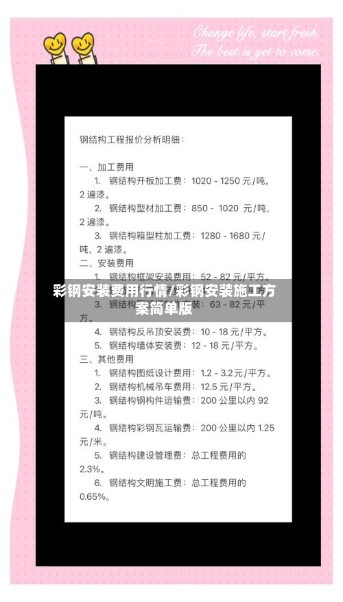 彩钢安装费用行情/彩钢安装施工方案简单版