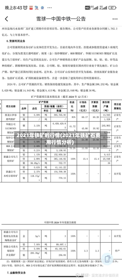 2021年铁矿的行情(2021年铁矿石费用行情分析)-第1张图片
