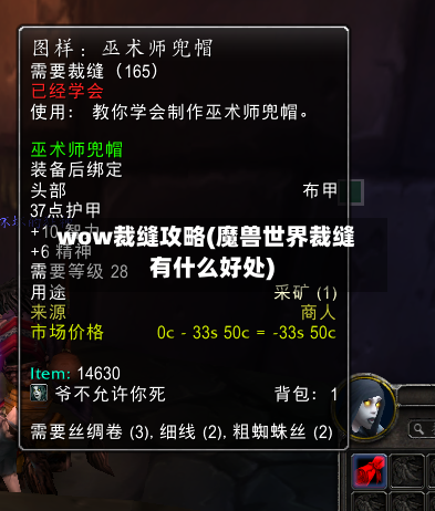 wow裁缝攻略(魔兽世界裁缝有什么好处)