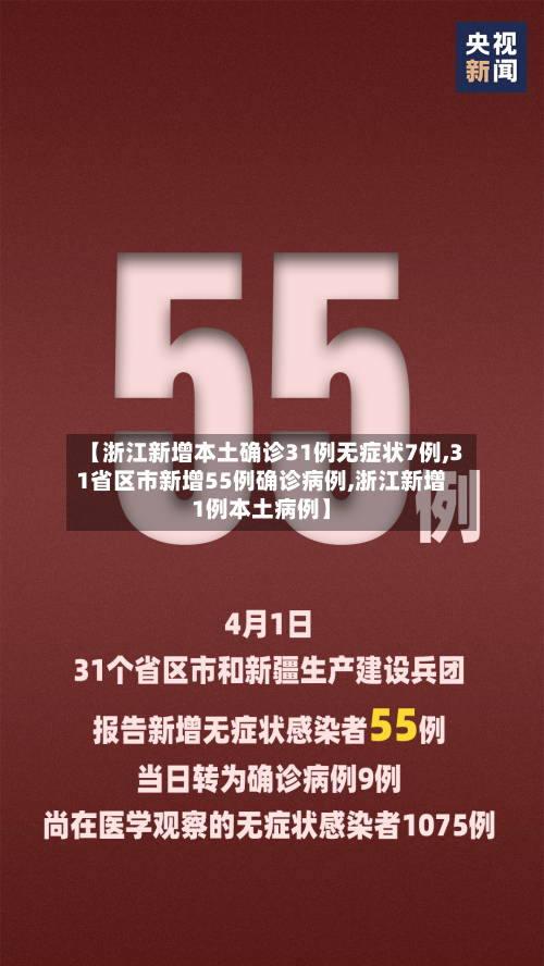 【浙江新增本土确诊31例无症状7例,31省区市新增55例确诊病例,浙江新增1例本土病例】-第2张图片