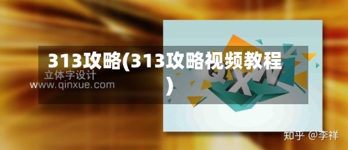 313攻略(313攻略视频教程)-第3张图片