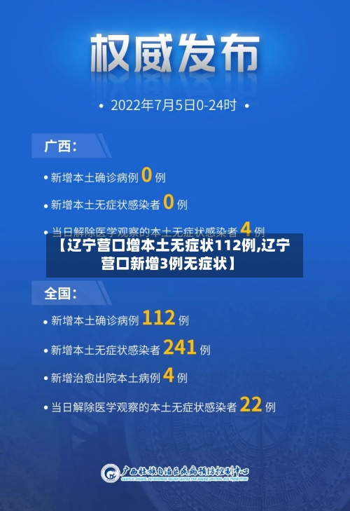 【辽宁营口增本土无症状112例,辽宁营口新增3例无症状】