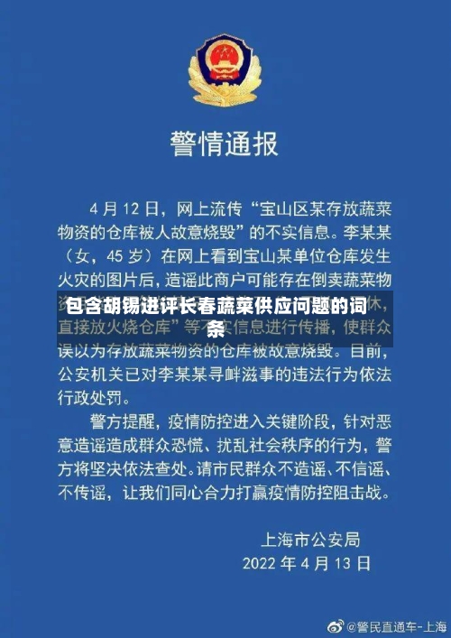 包含胡锡进评长春蔬菜供应问题的词条-第2张图片