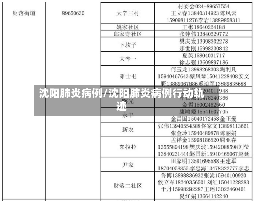 沈阳肺炎病例/沈阳肺炎病例行动轨迹-第2张图片
