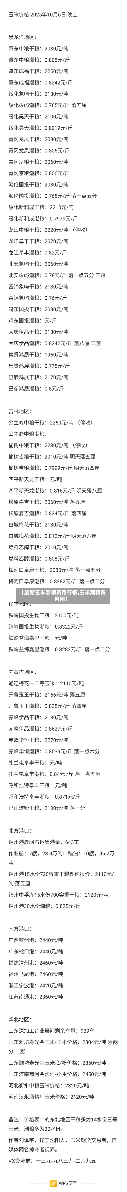 【最新玉米潮粮费用行情,玉米潮粮费用网】