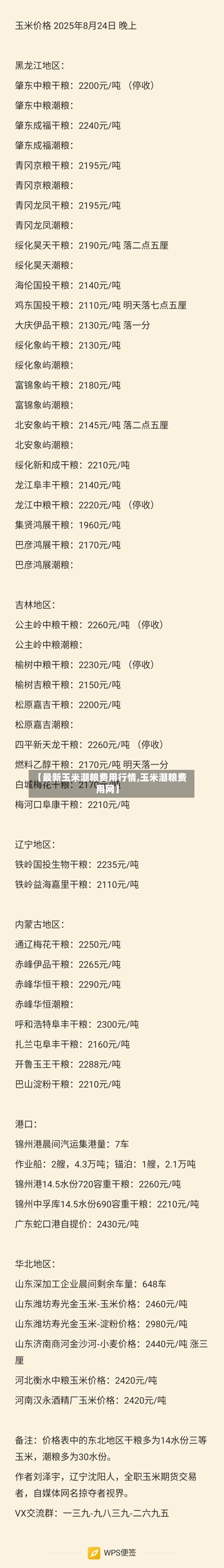 【最新玉米潮粮费用行情,玉米潮粮费用网】-第2张图片