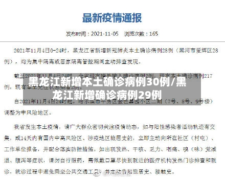 黑龙江新增本土确诊病例30例/黑龙江新增确诊病例29例