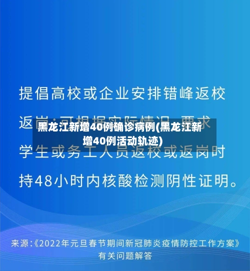 黑龙江新增40例确诊病例(黑龙江新增40例活动轨迹)
