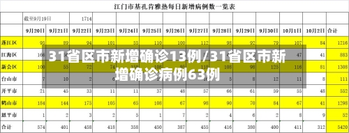 31省区市新增确诊13例/31省区市新增确诊病例63例