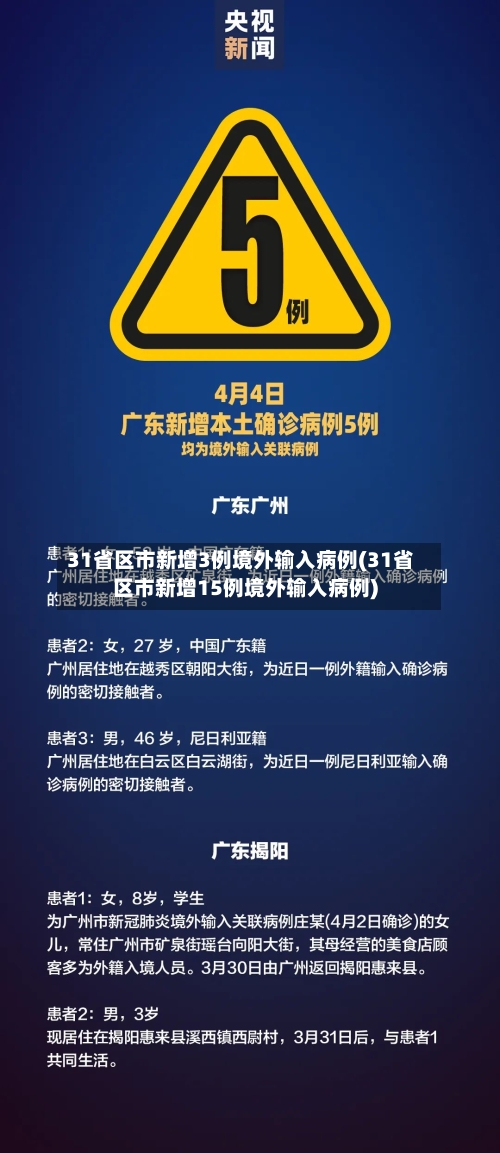 31省区市新增3例境外输入病例(31省区市新增15例境外输入病例)