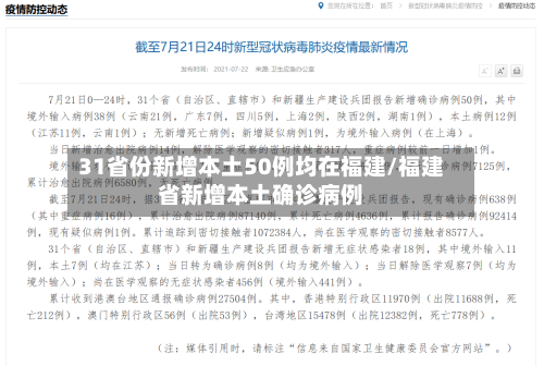 31省份新增本土50例均在福建/福建省新增本土确诊病例-第2张图片