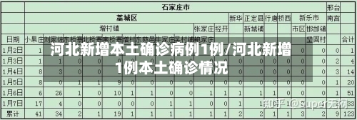 河北新增本土确诊病例1例/河北新增1例本土确诊情况