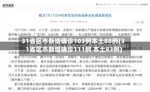 31省区市新增确诊103例本土88例(31省区市新增确诊111例 本土83例)-第3张图片