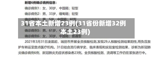 31省本土新增23例(31省份新增32例本土23例)