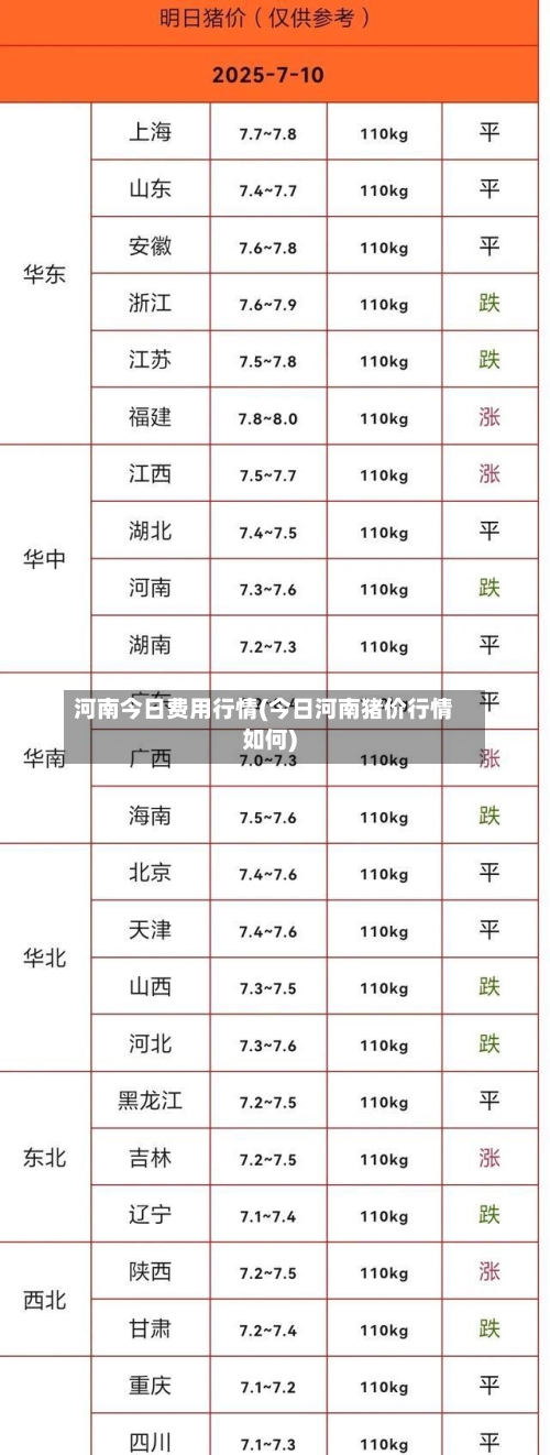 河南今日费用行情(今日河南猪价行情如何)