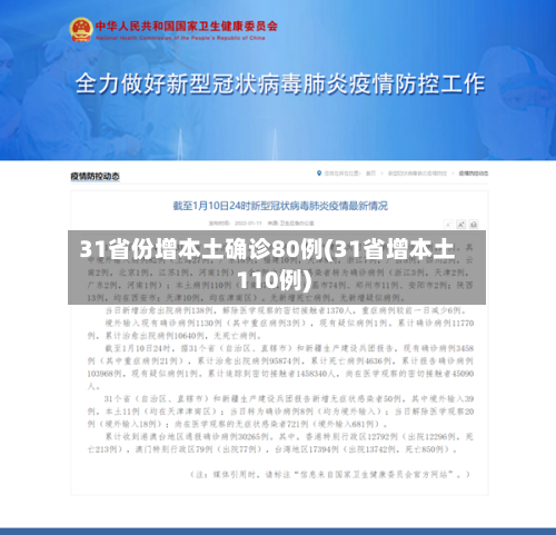 31省份增本土确诊80例(31省增本土110例)-第1张图片