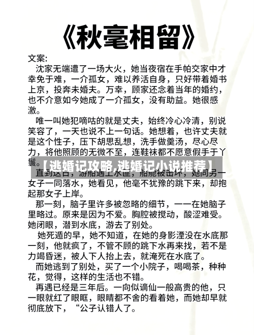 【逃婚记攻略,逃婚记小说推荐】-第1张图片