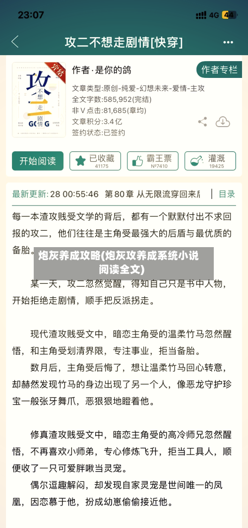 炮灰养成攻略(炮灰攻养成系统小说阅读全文)-第1张图片