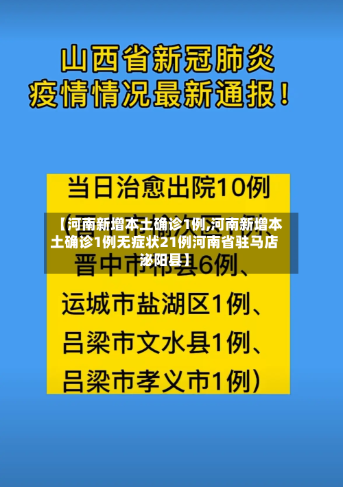 【河南新增本土确诊1例,河南新增本土确诊1例无症状21例河南省驻马店泌阳县】