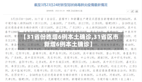 【31省份昨增6例本土确诊,31省区市新增6例本土确诊】-第1张图片