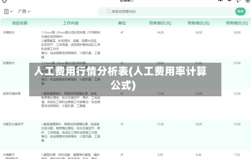 人工费用行情分析表(人工费用率计算公式)-第1张图片