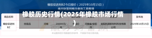 橡胶历史行情(2025年橡胶市场行情)-第1张图片