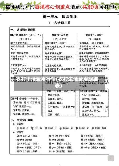 农村干活费用行情(农村生活费用明细表)-第1张图片