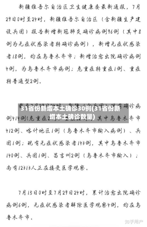 31省份新增本土确诊30例(31省份新增本土确诊数量)-第2张图片