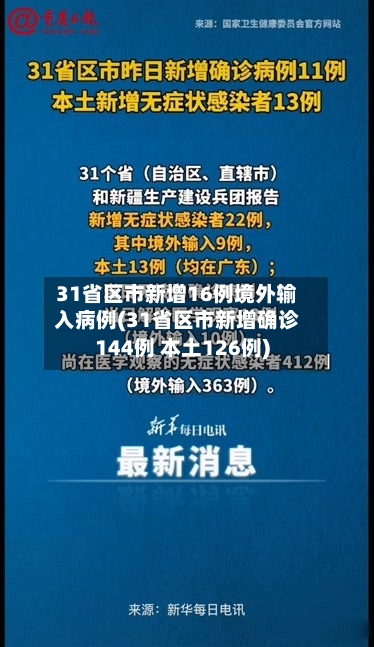 31省区市新增16例境外输入病例(31省区市新增确诊144例 本土126例)