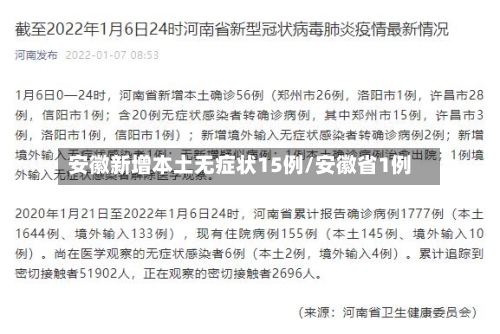 安徽新增本土无症状15例/安徽省1例-第1张图片