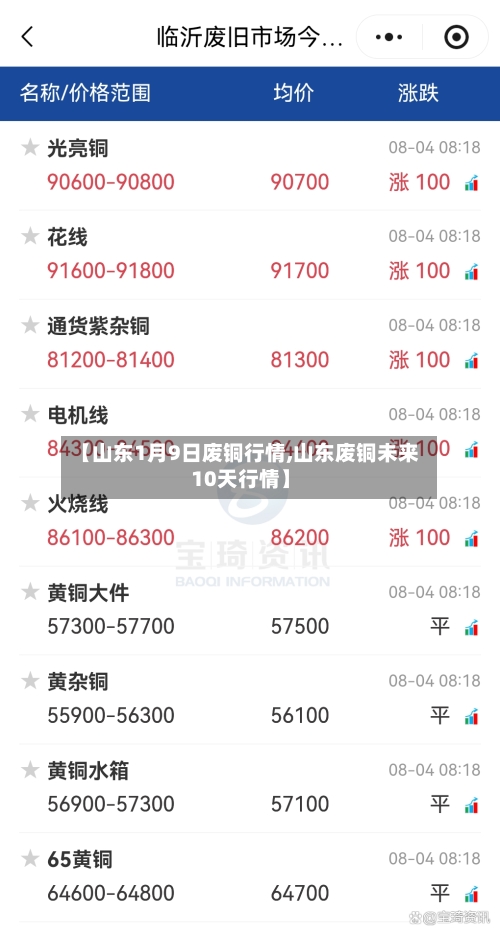 【山东1月9日废铜行情,山东废铜未来10天行情】