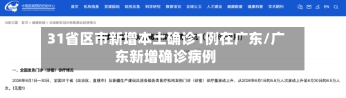 31省区市新增本土确诊1例在广东/广东新增确诊病例