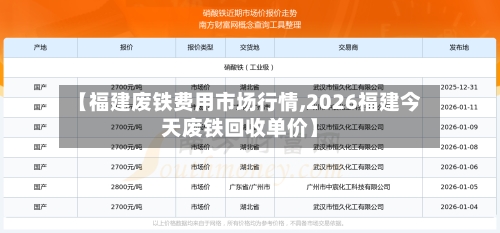 【福建废铁费用市场行情,2026福建今天废铁回收单价】-第2张图片