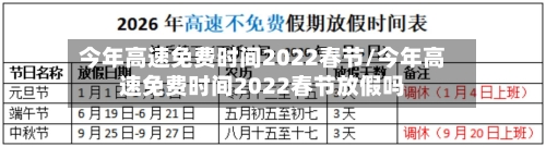 今年高速免费时间2022春节/今年高速免费时间2022春节放假吗