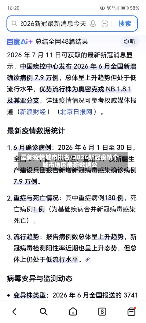 最新疫情城市排名/2026新冠疫情个城市地区最新数据公-第1张图片