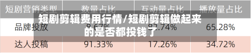 短剧剪辑费用行情/短剧剪辑做起来的是否都投钱了-第1张图片