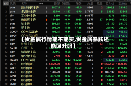 【贵金属行情能不能买,贵金属暴跌还能回升吗】-第2张图片