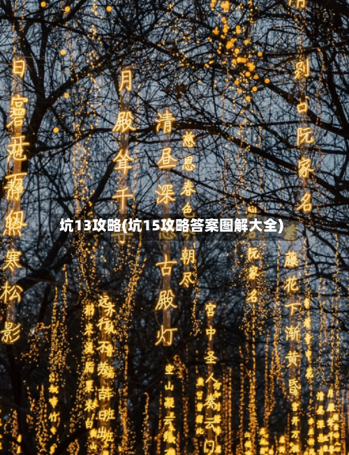 坑13攻略(坑15攻略答案图解大全)