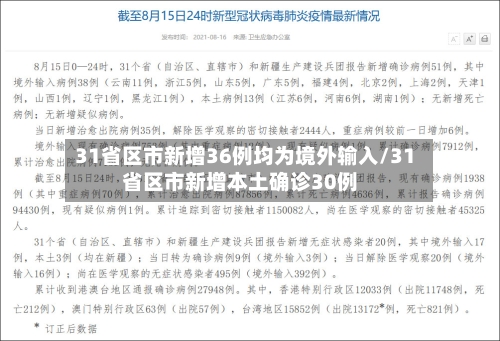 31省区市新增36例均为境外输入/31省区市新增本土确诊30例-第1张图片