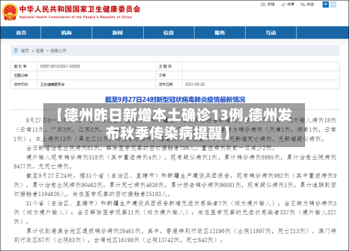 【德州昨日新增本土确诊13例,德州发布秋季传染病提醒】-第1张图片