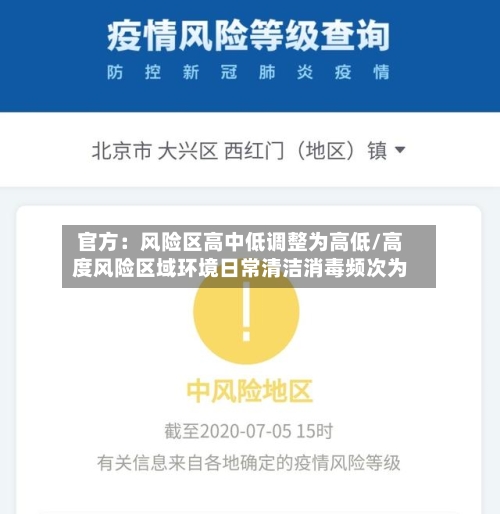 官方:风险区高中低调整为高低/高度风险区域环境日常清洁消毒频次为-第1张图片