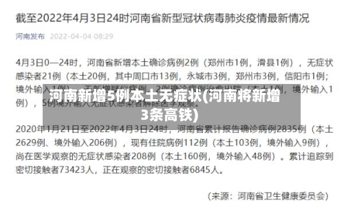 河南新增5例本土无症状(河南将新增3条高铁)-第2张图片