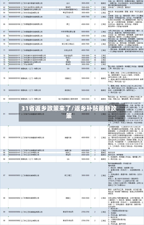 31省返乡政策来了/返乡补贴最新政策-第1张图片