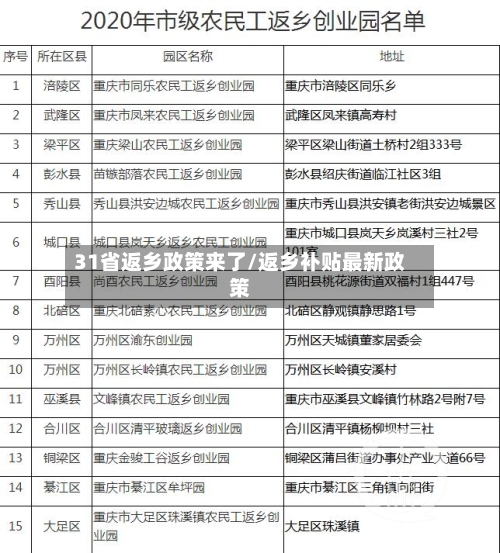 31省返乡政策来了/返乡补贴最新政策-第2张图片